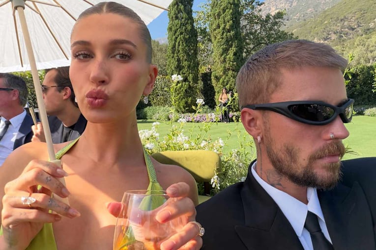 Justin Bieber snaps glam selfies with wife Hailey at Finneas and Claudia Sulewski’s wedding