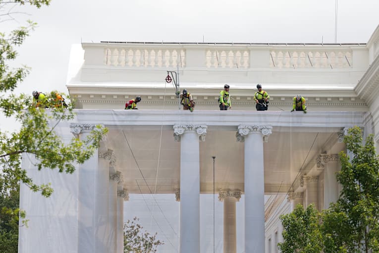 Trump White House makeover extends to iconic entrance columns