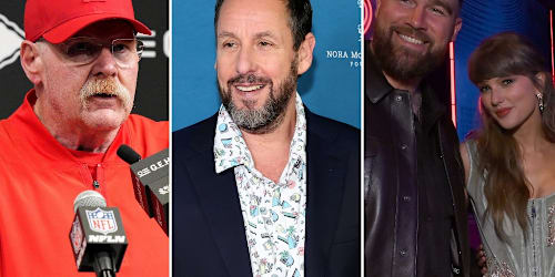 Chiefs coach Andy Reid reveals the 2-word marriage advice Adam Sandler gave Taylor Swift and Travis Kelce at MSG