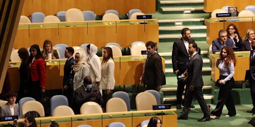 Delegates walk out as Israel Prime Minister Netanyahu addresses United Nations