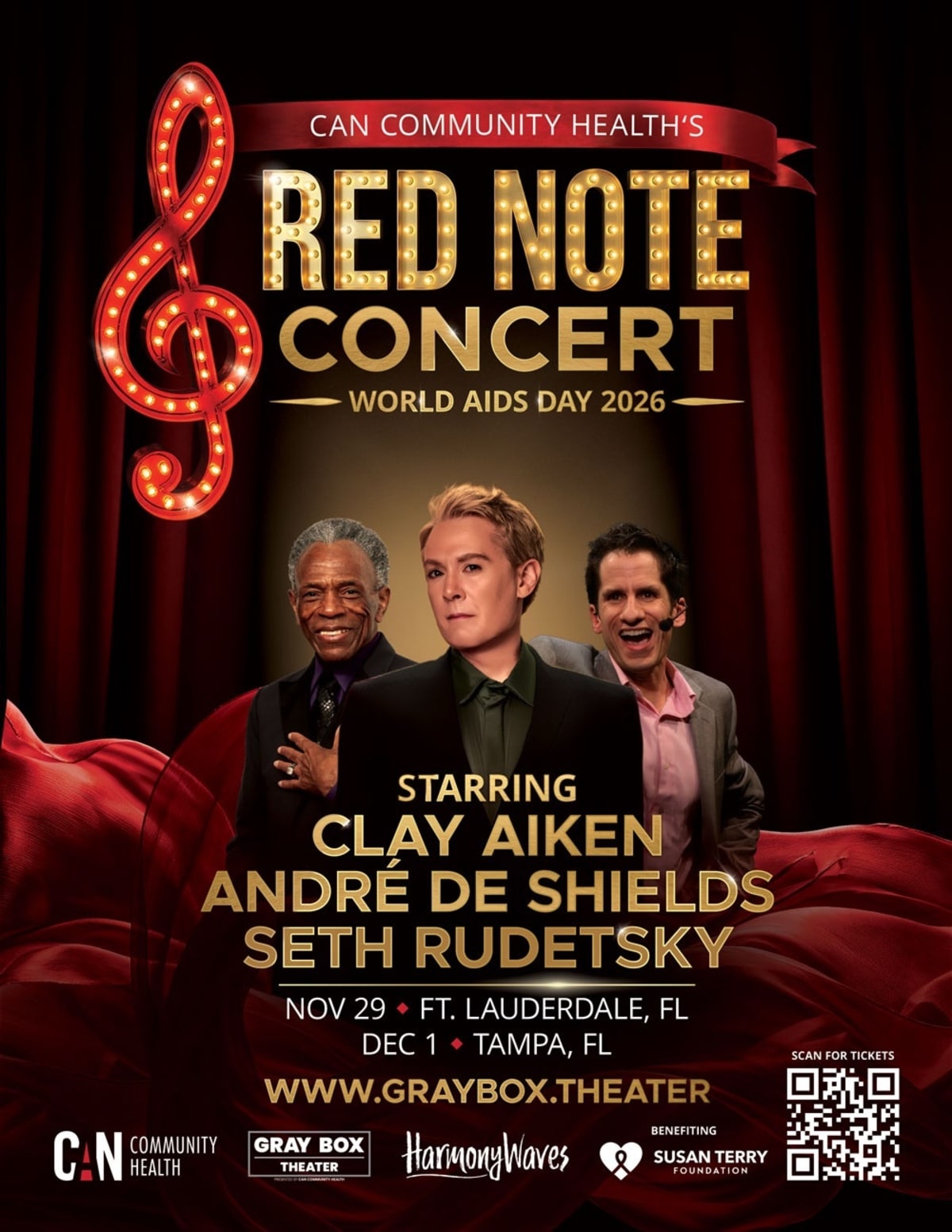 CAN Community Health Announces Second Annual World AIDS Day Concert Featuring Clay Aiken, André De Shields, and Seth Rudetsky