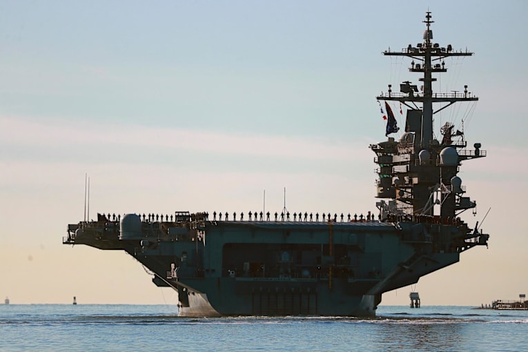 Trump dismisses USS Lincoln criticism and snaps at CNN reporter to &lsquo;be quiet&rsquo;