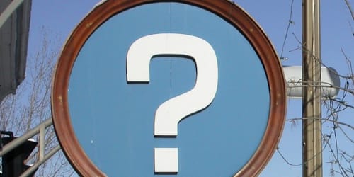 What does a blue road sign with a question mark mean?