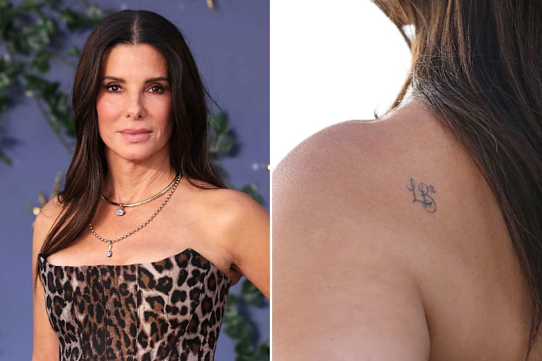 Sandra Bullock debuts tattoo in honor of her kids and late partner Bryan Randall at 'Practical Magic 2' premiere