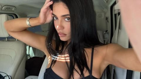 Kylie Jenner Elevates Plunging Lace Top With KHY x Gia Borghini Heels