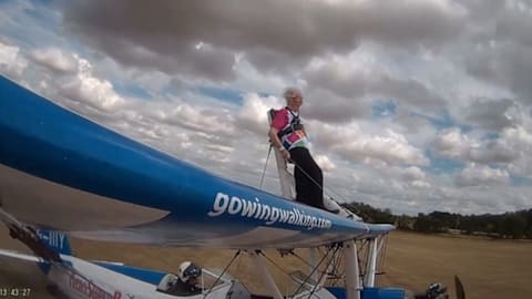 Grandmother becomes oldest female wing walker &mdash; just a year after suffering a stroke