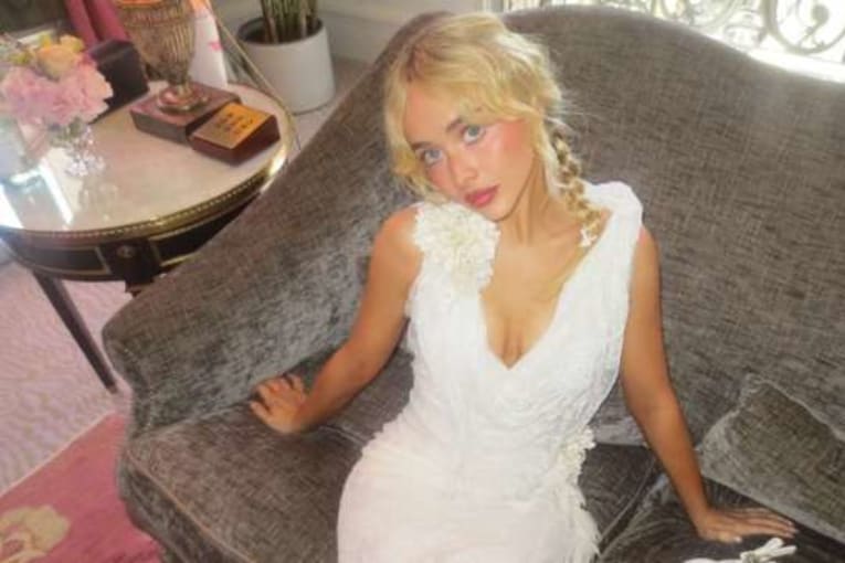 Sabrina Carpenter&rsquo;s plunging dress goes lacy and see-through at Dior show
