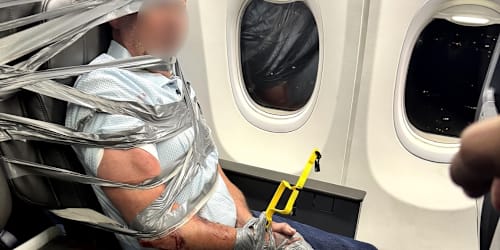 Unruly passenger arrested after being restrained with duct tape during flight