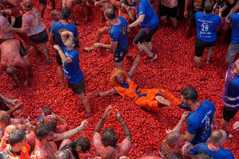 The epic La Tomatina food fight drew foreigners to paint a small Spanish town red