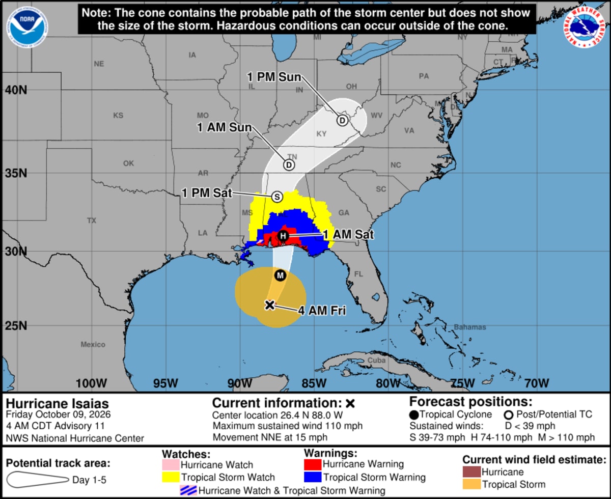 Isaias could maintain Cat 3 strength into Florida, Alabama landfall - AOL