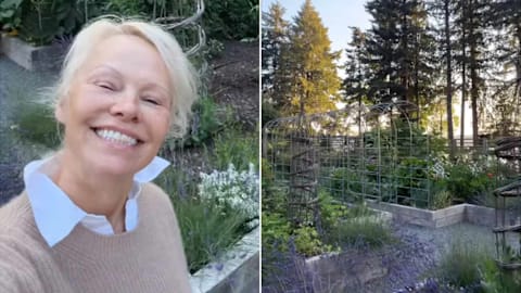 Pamela Anderson gives a tour of her lush garden at her Canadian family estate