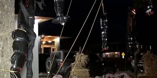 Homeowner refuses to remove ‘triggering’ Halloween display amid backlash from neighbors