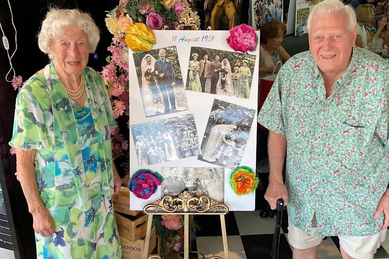 Couple's 75-year love story began with doorway kiss