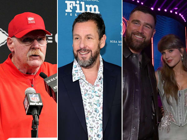 Chiefs coach Andy Reid reveals the 2-word marriage advice Adam Sandler gave Taylor Swift and Travis Kelce at MSG