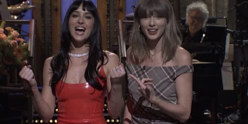 Taylor Swift crashes ‘Saturday Night Live’ as BFF Dakota Johnson hosts
