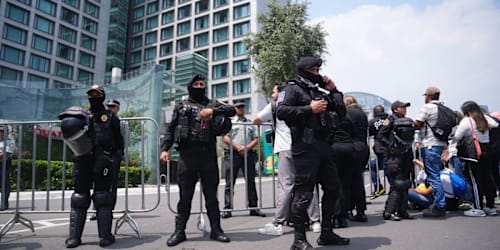 100 riot police guard England hotel as team receive hostile reception in Mexico