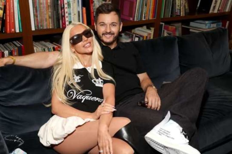 Christina Aguilera’s steps out in high-riding micro miniskirt with Vaquera polo shirt