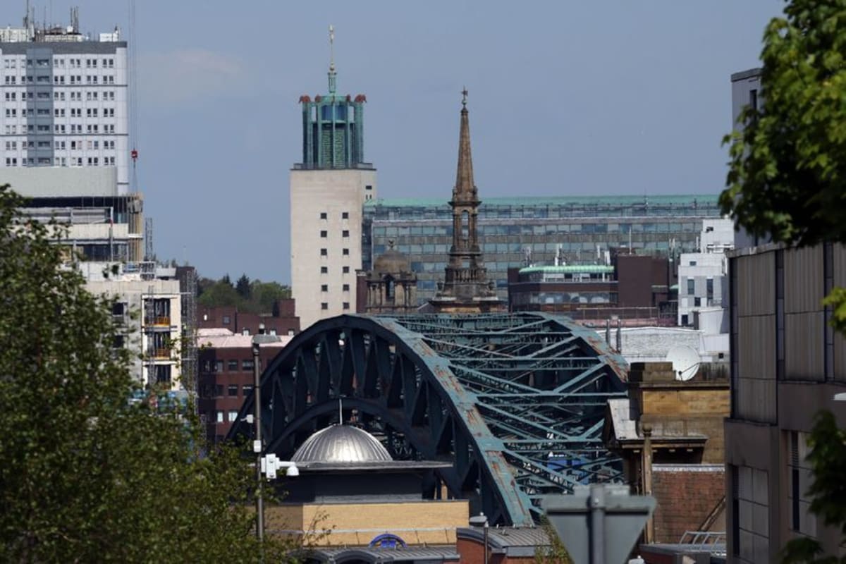 Newcastle upon Tyne skyline on the day of the local elections, May 7, 2026