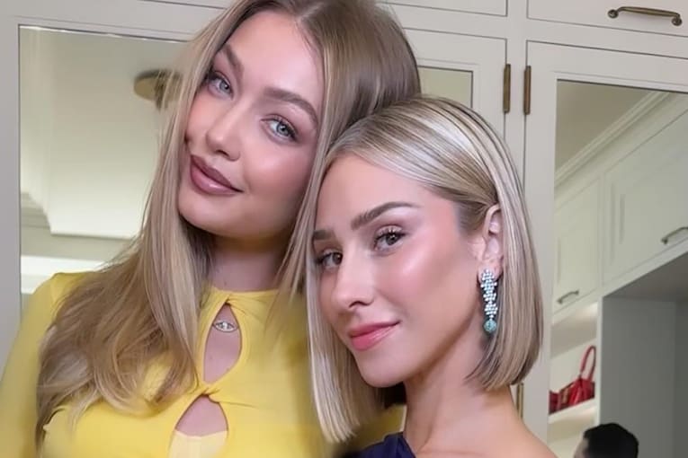 Gigi Hadid chose a bold lemon-yellow cutout gown for Taylor Swift’s rehearsal dinner
