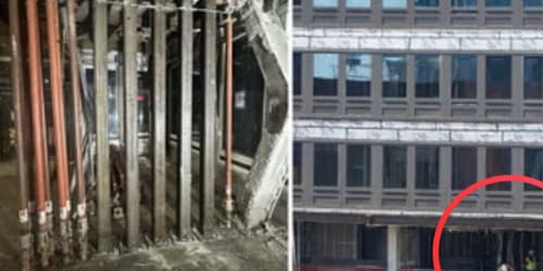 Photo of compromised NYC high-rise reveals temporary supports in place 